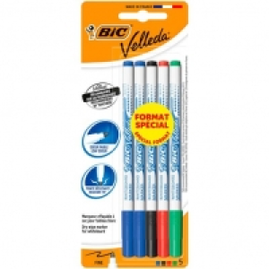BIC Lot de 5 marqueurs pour tableau blanc effaçables à sec pointe fine 1.35 €