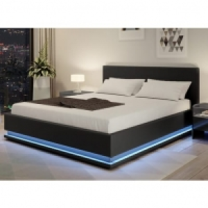 Lit coffre 140x190cm avec contour lit LED + sommier à lattes inclus GA