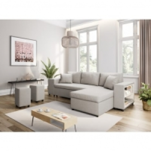 Canapé dangle convertible avec coffre 3 places + 2 poufs à gauche et