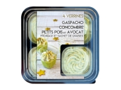 Lidl  Verrine gaspacho, concombre, petits pois et avocat