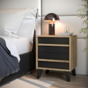 OTAWA imitation chêne et noir 2 tiroirs 64.99 €