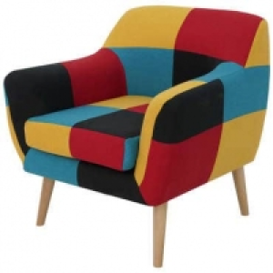 Conforama  Fauteuil en tissu multicolore