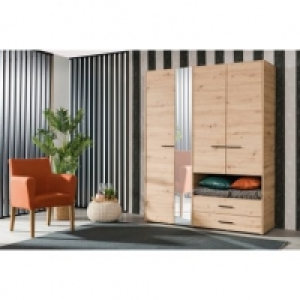 penderie et tiroirs LEON imitation Chêne et noir 354.99 €