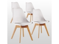 Conforama  Lot de 4 chaises scandinaves blanches lorenzo - assise rembourrée - sa