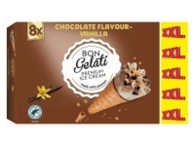 8 cônes saveur chocolat vanille