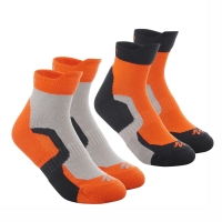 Decathlon  2 paires de chaussettes de randonnée tige mid enfant crossocks orange