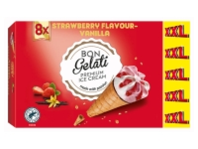 Lidl  8 cônes saveur vanille-fraise