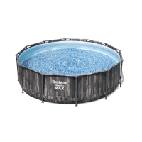 Decathlon  Piscine tubulaire - Opalite grise - aspect bois, piscine ronde Ø3,6m