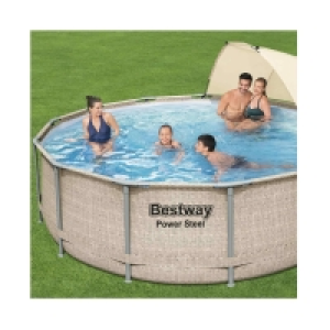 Decathlon  Piscine tubulaire hors sol Volta grise, ronde 396x107cm pompe de filtr