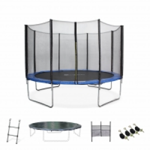 Decathlon  Trampoline Ø370cm - Saturne XXL bleu, filet, échelle, bâche, filet cha