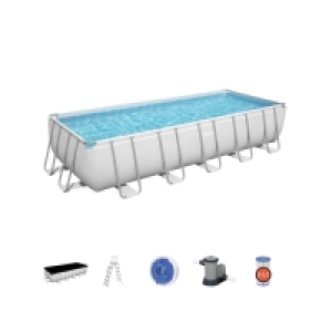 Decathlon  Piscine tubulaire hors sol Vostok grise , rectangulaire 6x3m avec bâch