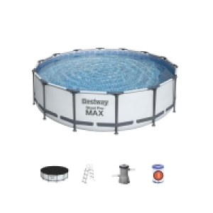 Decathlon  Piscine tubulaire - Peridot 14,5m² grise- piscine ronde Ø4,3m avec pom