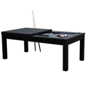 Decathlon  Table de Billard Eddie convertible noire tapis gris