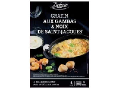 Gratin aux gambas et noix de Saint-Jacques