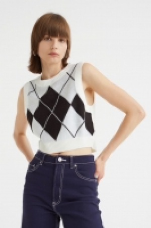 HM  Pull sans manches en maille jacquard