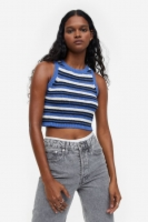 HM  Pull sans manches en maille côtelée