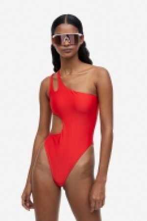 Maillot de bain échancré à bretelle asymétrique