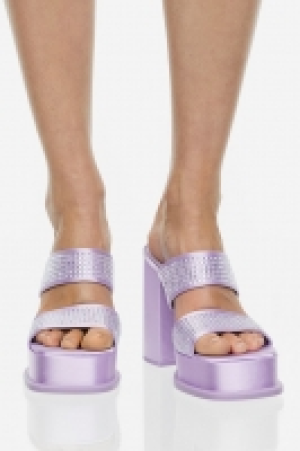 HM  Mules à plateforme avec strass